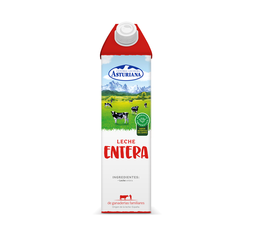 Leche entera asturiana brik 1L contiene 6 unidades