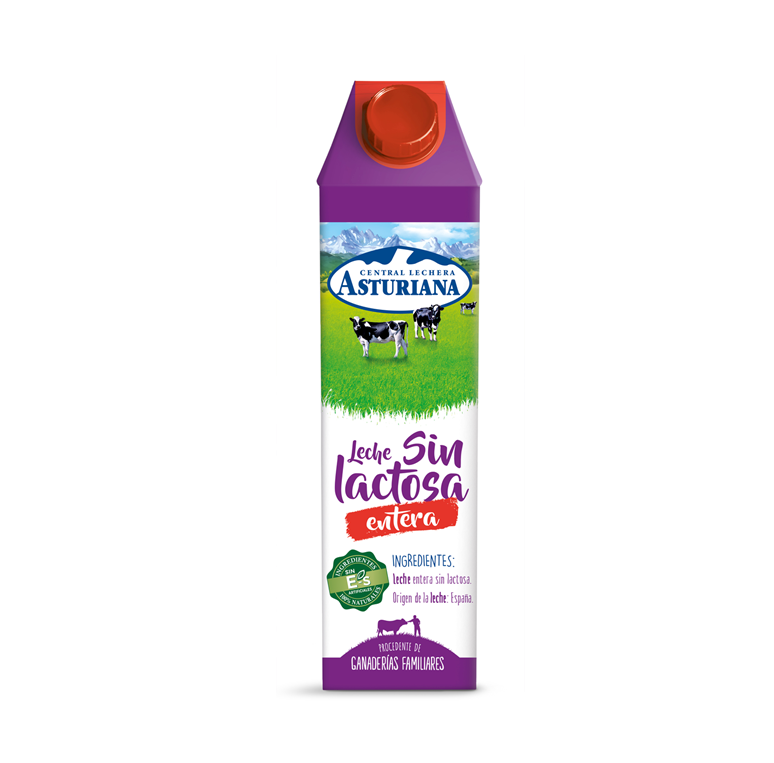 Leche asturiana leche entera sin lactosa brik 1L contiene 6 unidades