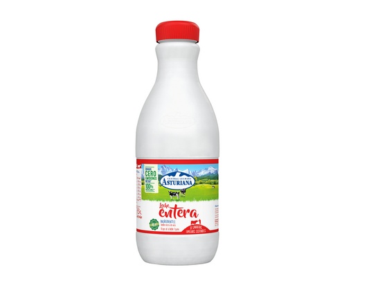 Asturiana leche entera botella 1,5L contiene 6 unidades