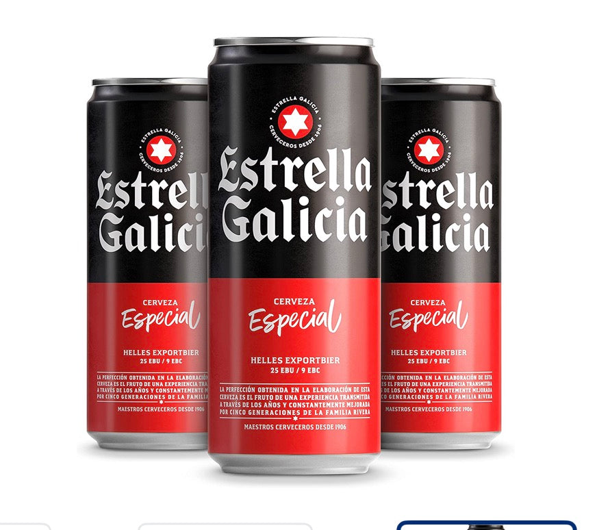 PACK ESTRELLA GALICIA CERVEZA  Contiene 24 LATAS 33cl