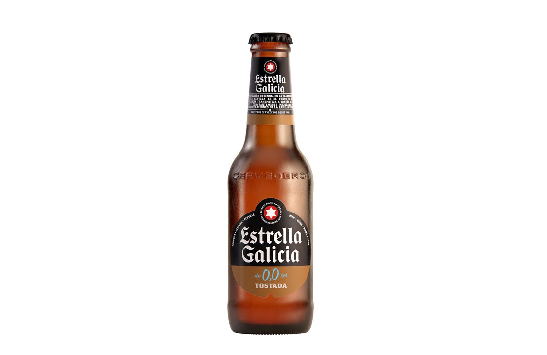 Estrella Galicia cerveza 0,0 tostada 25 cl contiene 24 unidades