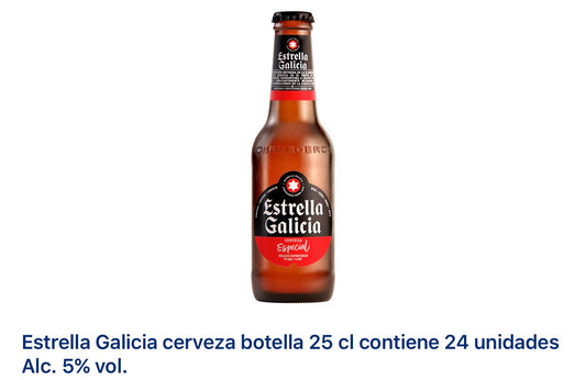 Estrella Galicia cerveza 25 cl contiene 24 unidades