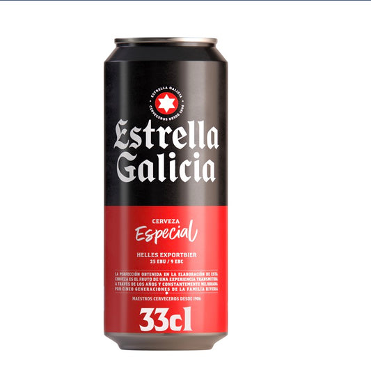 PACK ESTRELLA GALICIA CERVEZA  Contiene 24 LATAS 33cl
